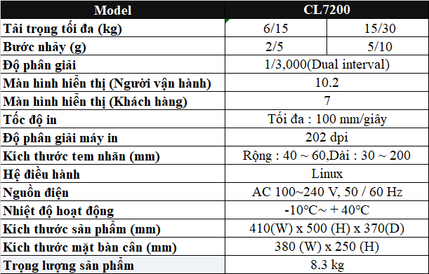 CÂN ĐIỆN TỬ CAS CL7200